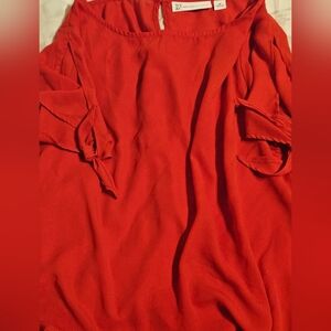 New York & Company Split Sleeve & Tie Sheer Blouse.